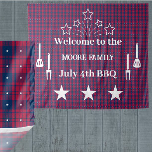 Tapete De Parede Tartan - Patriótico - Estrelas Brancas Azuis Verme