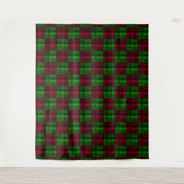 Tapete De Parede Tartan vermelho e verde de Natal. (Frente)