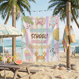 Tapete De Parede Tchau Escola Olá Listras de Festa de Verão