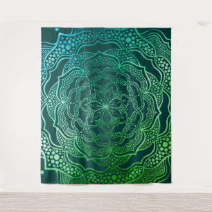 Tapete De Parede Teal Green Blue Mandala Boho Chic Elegante
