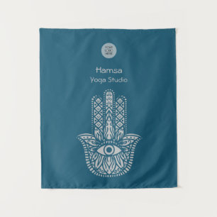 Tapete De Parede Teal Green Yoga Studio Hamsa personalizável