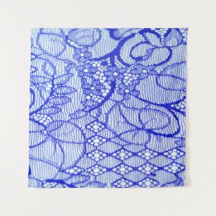 Tapete De Parede Tecido de cadarço em azul. Patch Real Azul De Col