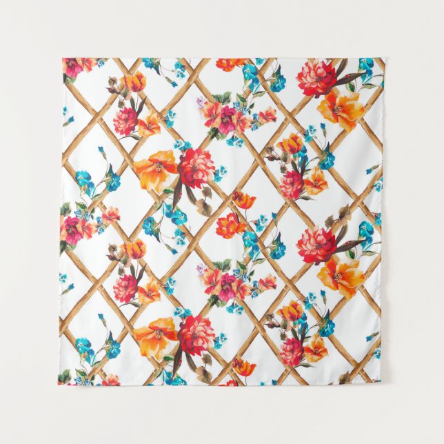 Tapete De Parede tecido, óleo, pintura, flores, design de moda, (Frente)