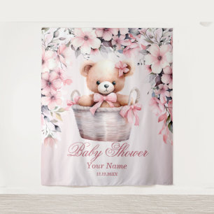 Tapete De Parede Teddy Bear Baby Girl Flowant