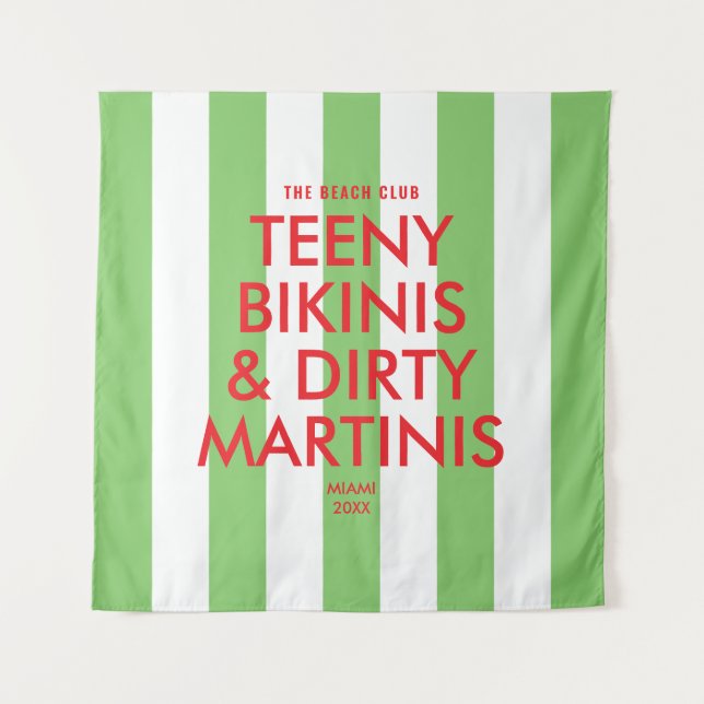 Tapete De Parede Teeny Bikinis & Dirty Martinis Beach Club Stripe (Frente)