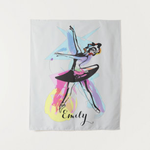 Tapete De Parede Tema de Aquarela do Dançarino Ballerina Personaliz