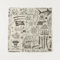 Tema pirata: padrão náutico vintage.