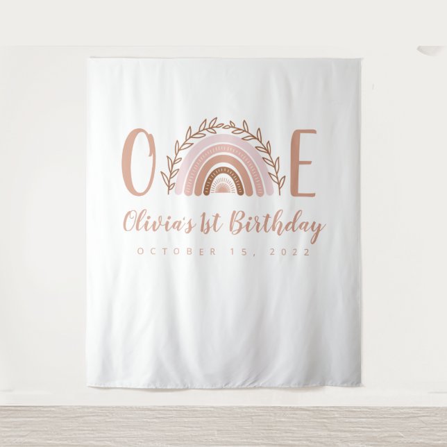 Tapete De Parede Terracotta Boho Arco-Íris Primeiro Plano de Aniver (Frente)