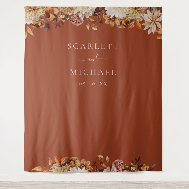 Tapete De Parede Terracotta Wedding (Terracotta Floral Wedding Tapestry by Painted Paperie
)