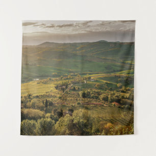 Tapete De Parede Terras rurais italianas rurais, pôr do sol da Tosc