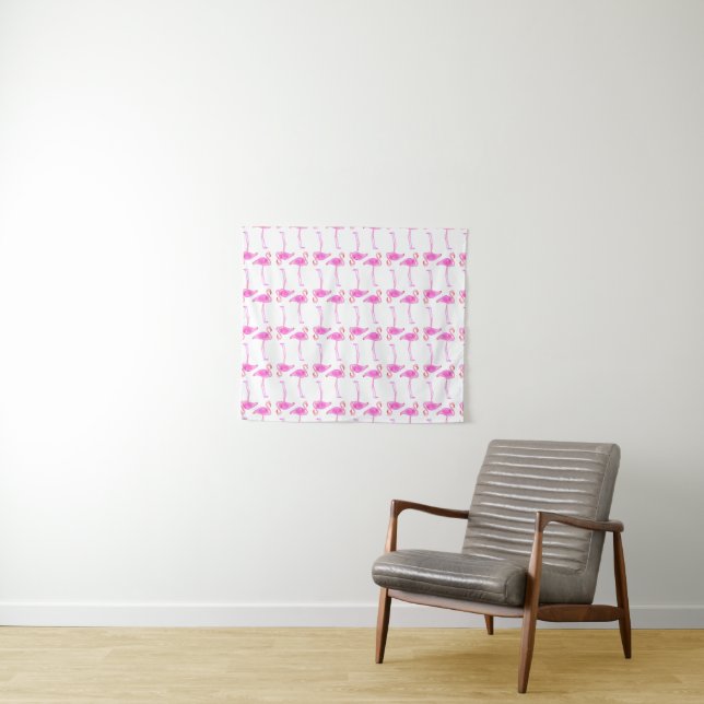Tapete De Parede Teste padrão cor-de-rosa do flamingo (In Situ (Horizontal))