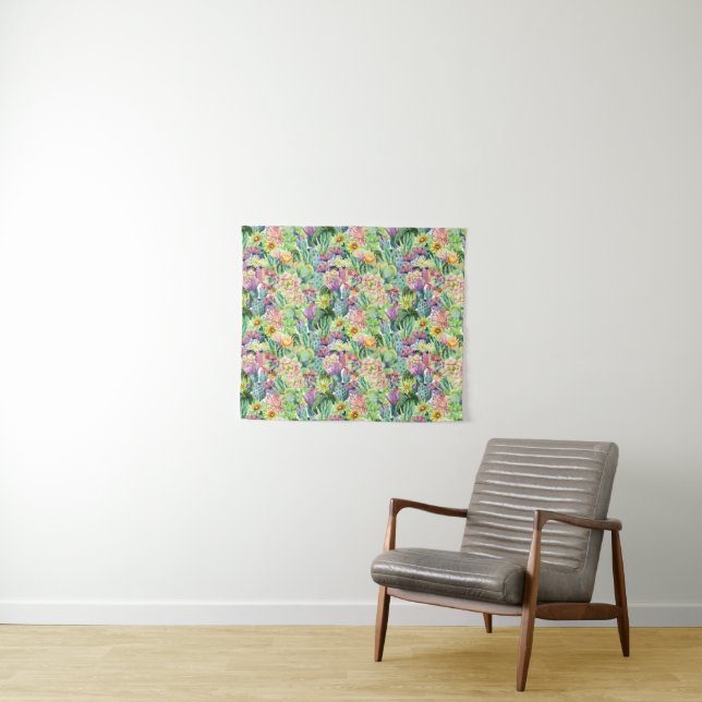 Tapete De Parede Teste padrão de florescência exótico dos cactos da (In Situ (Horizontal))