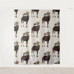 TAPETE DE PAREDE TESTE PADRÃO DO OKAPI & DOS PÁSSAROS