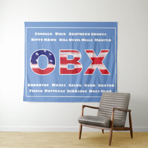 Tapete De Parede Texto da bandeira OBX e cidades