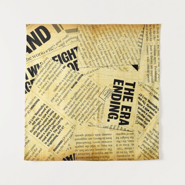 Tapete De Parede Texto do jornal com papel antigo (Frente)