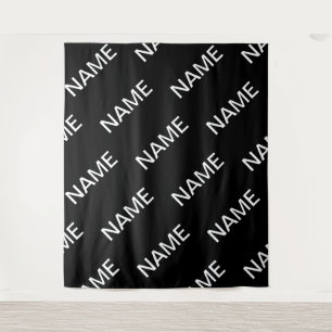 Tapete De Parede Texto Personalizável Moderno e Negro & Branco Ou