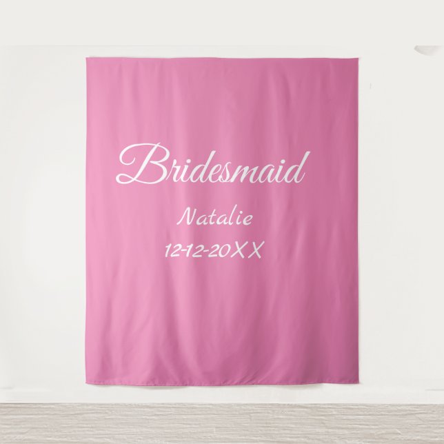 Tapete De Parede Texto simples minimalista rosa para damas de honra (Frente)