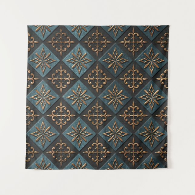 Tapete De Parede Textura de bronze com padrão de escultura. (Frente)