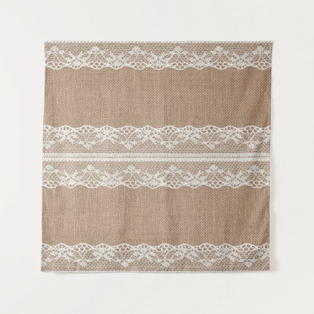 Tapete De Parede Textura Do Lace Escuro Burlap (Frente)