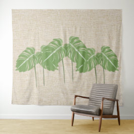 Tapete De Parede Textura Linn Natural Monstera Deixa Aquarela