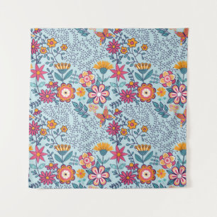 Tapete De Parede Textura perfeita com flores e borboletas. Fim