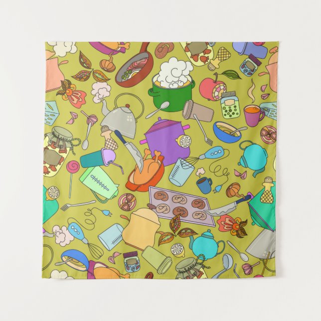 Tapete De Parede Textura perfeita. Comida de objetos de rabiscos de (Frente)