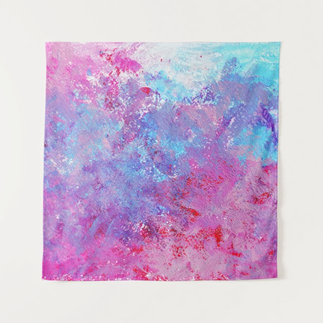 Tapete De Parede Textura rosa-azul criativa, manchas de tinta. (Frente)