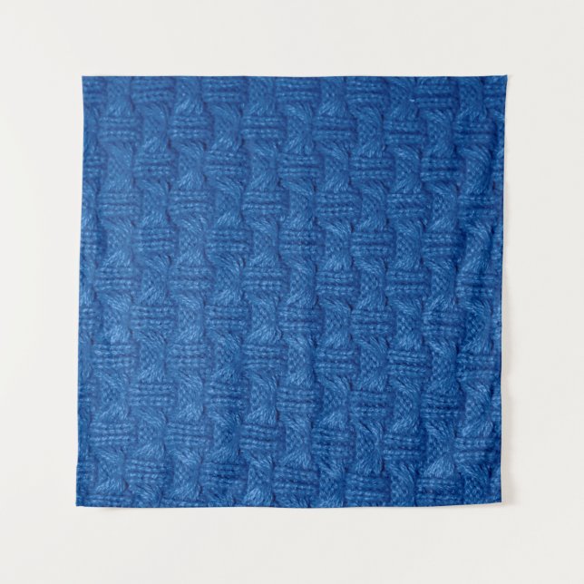 Tapete De Parede Texture knitting. Blue pullover. Pattern fabric ma (Frente)