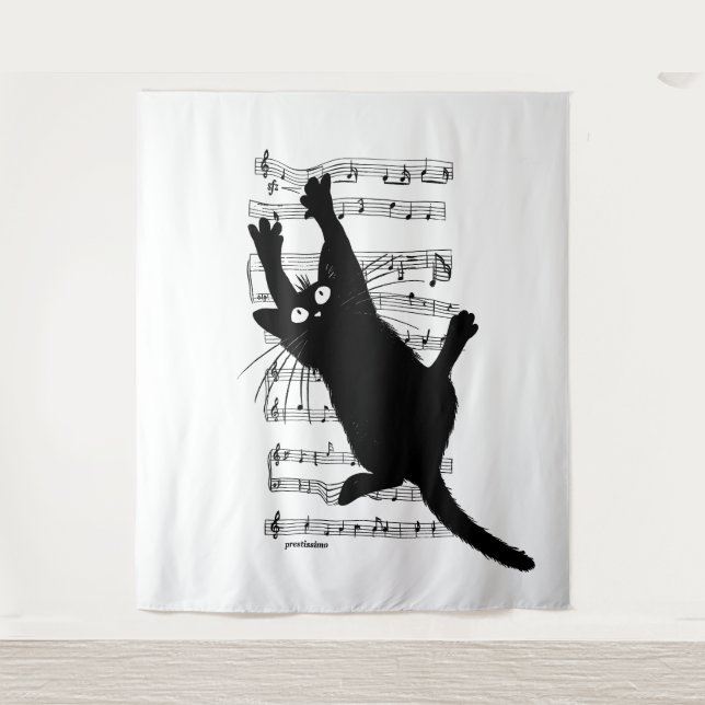 Tapete De Parede The cat hangs on musical notes (Frente)
