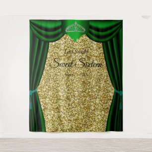 Tapete De Parede Tiaro Princesa Sweet 16 Cortina Verde Brilho Doura