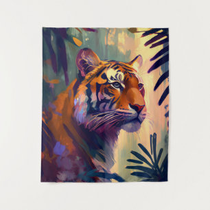 Tapete De Parede Tiger Animal Retrato Pintando Vida Selvagem ao ar 