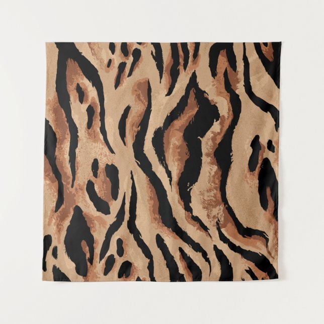 Tapete De Parede Tiger Leopard: Pele Animal Sem Semente (Frente)
