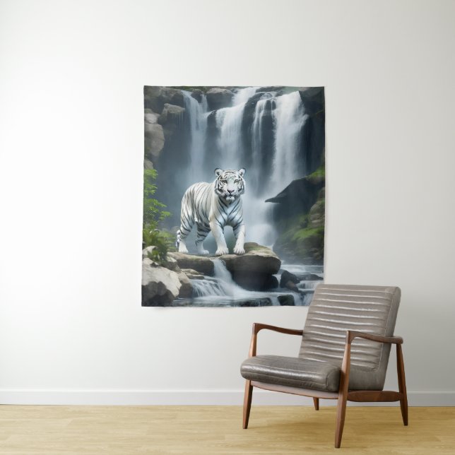Tapete De Parede Tigre Branco Bengala na Natureza (In Situ)