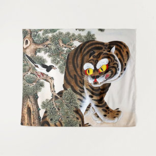 Tapete De Parede Tigre e Pega Minhwa sob a Árvore de Pinheiro