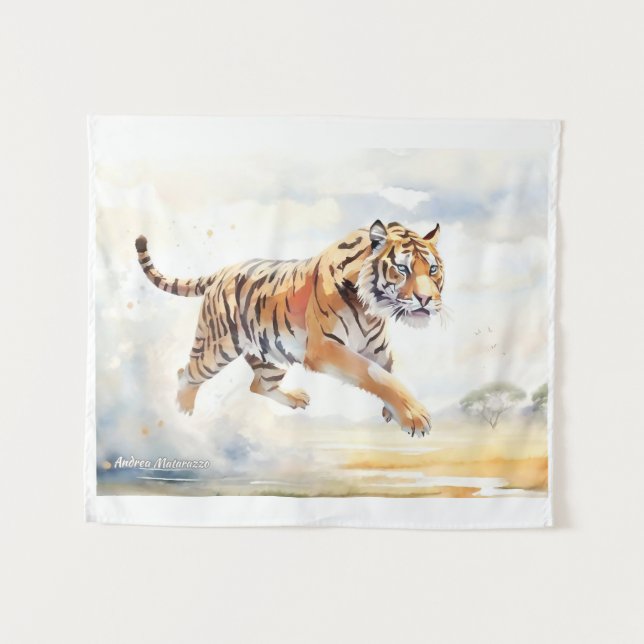 Tapete De Parede Tigre na Ação 2 (Frente (Horizontal))