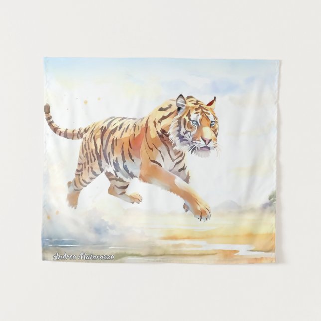 Tapete De Parede Tigre na Ação 3 (Frente (Horizontal))