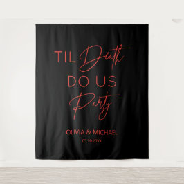 Tapete De Parede Til death do us party wedding red text backdrop 