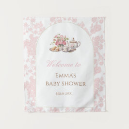 Tapete De Parede Time for Tea Baby Shower Backdrop