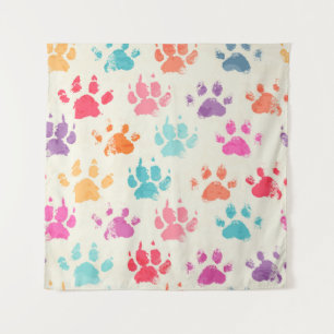 Tapete De Parede Tinta colorida, patas de cachorro bagunçadas
