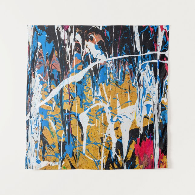 Tapete De Parede Tinta pingada colorida: parede de grafite. (Frente)