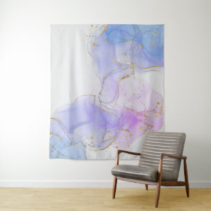 Tapete De Parede Tinta rosa, púrpura e azul de álcool
