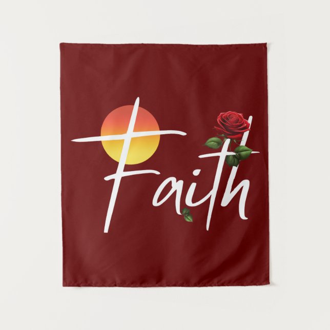 Tapete De Parede Tipografia de Fé com Rosas (Frente)