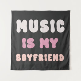 Tapete De Parede Tipografia em Groovy dos anos 70 - Música é minha 