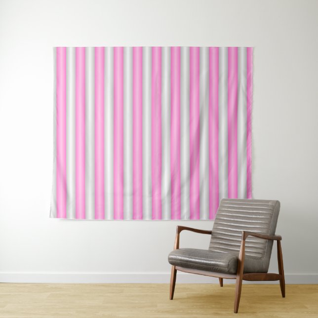 Tapete De Parede Tiras Rosa Neon Modernas com Efeito 3D (In Situ (Horizontal))