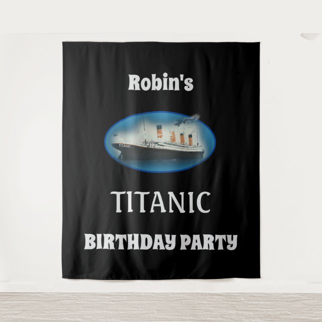 Tapete De Parede Titanic Birthday Black RMS White Star Line Ship (Frente)