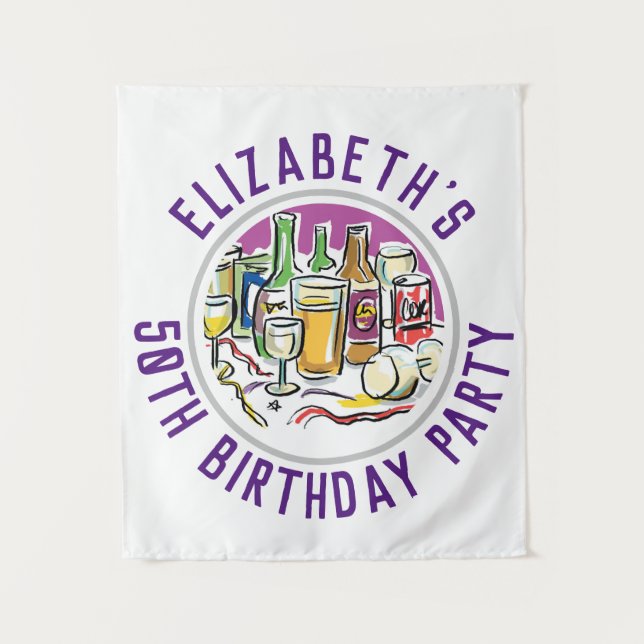 Tapete De Parede Toalha de Mesa de Aniversário de 50 Anos (Frente)