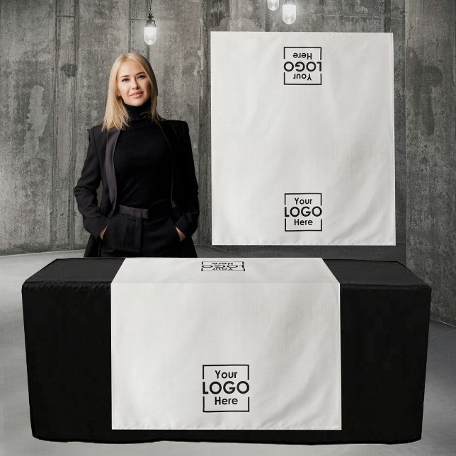 Tapete De Parede Toalhete de Mesa Banner Empresarial 2 Logotipos Li (Table Runner Banner Business 2 Logos Faux Linen Tapestry)