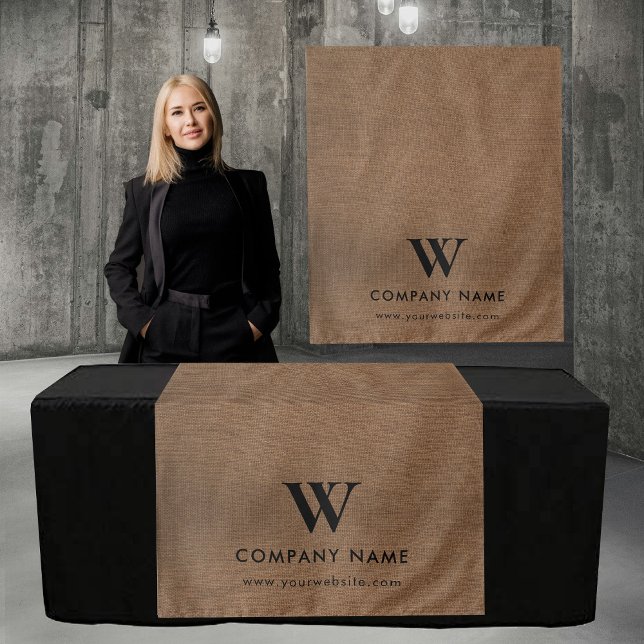 Tapete De Parede Toalhete de mesa personalizado para negócios em li (Custom Business Table Runner Banner Brown Linen Tapestry)