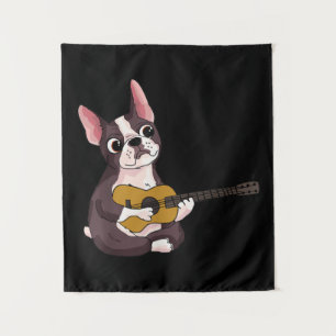 Tapete De Parede Tocando Presente do Bulldog Francês Guitarista