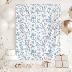 Tapete De Parede Toile de Jouy Safari chá de fraldas azul